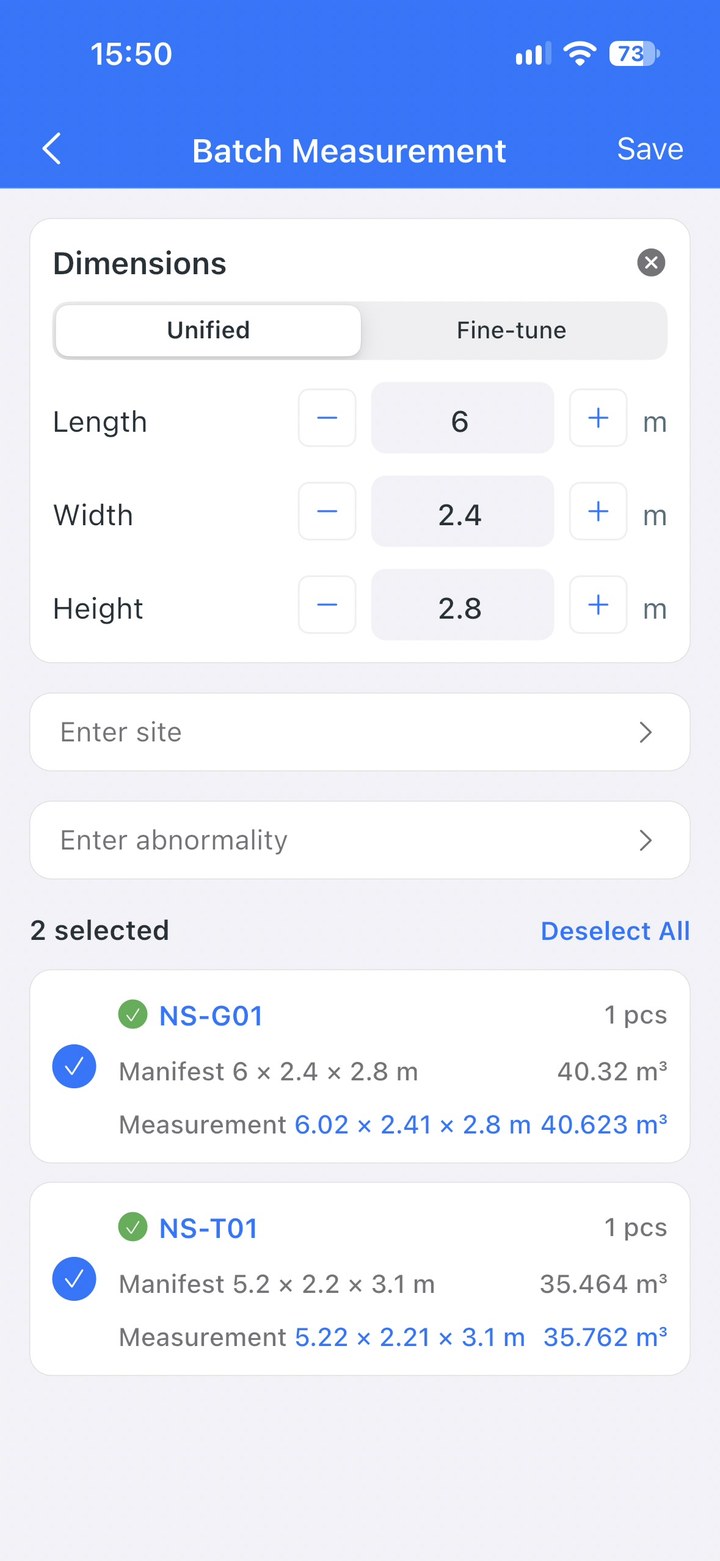 Measured figures captured once, checked against the manifest automatically